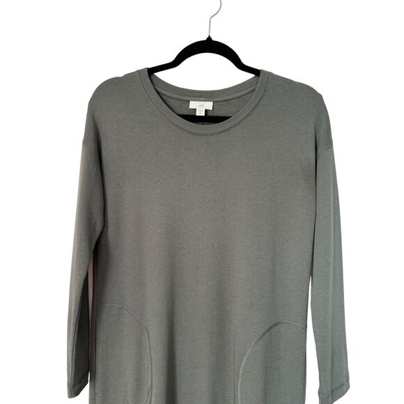 J. Jill Petite French Terry Peat Moss Green Dress SP Minimalist Capsule Staple - Picture 2 of 14